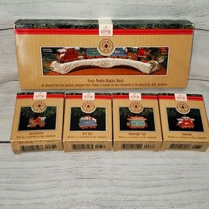 Vintage Hallmark Keepsake Train Ornaments With Display Stand New